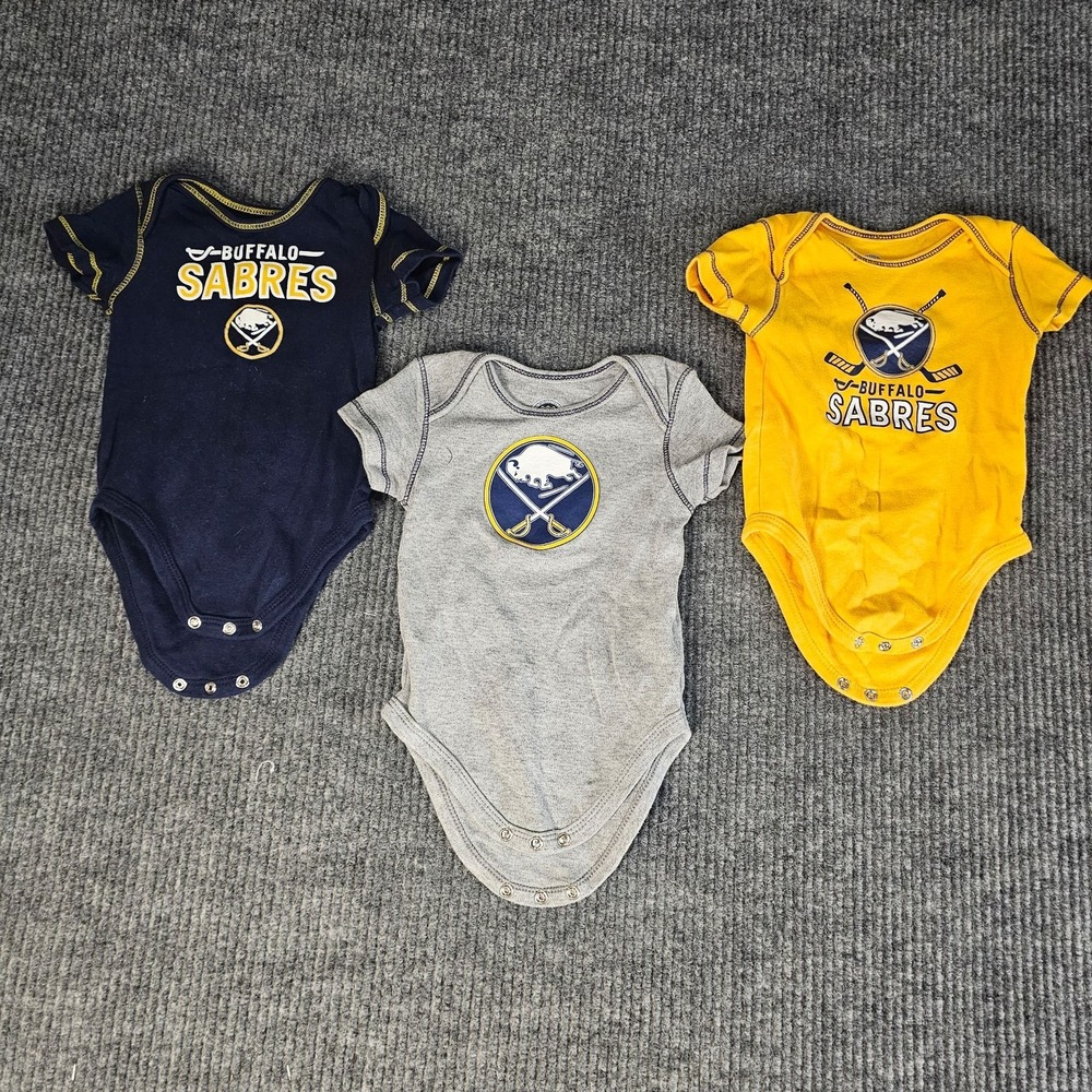 Buffalo Sabres One-piece Bodysuit Boys 6-9M Multi-Color NHL Hockey Lot Of 3
